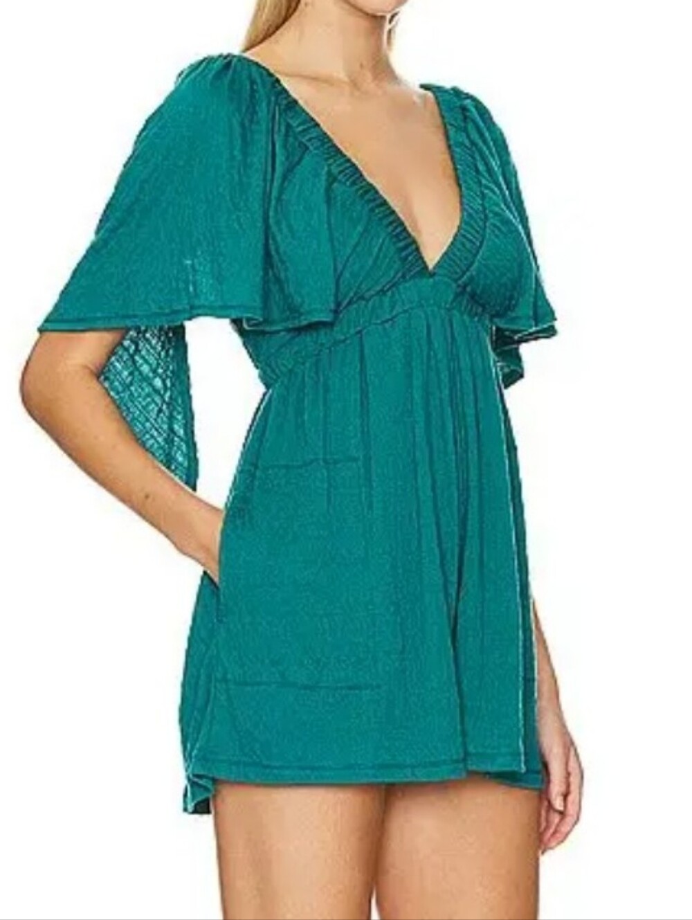 Free People $78 La La Beach Dark Teal Slip On Romper Sz Xs